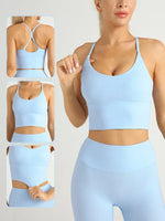 Solid Colour Cross Back Y Shape Sports Bra