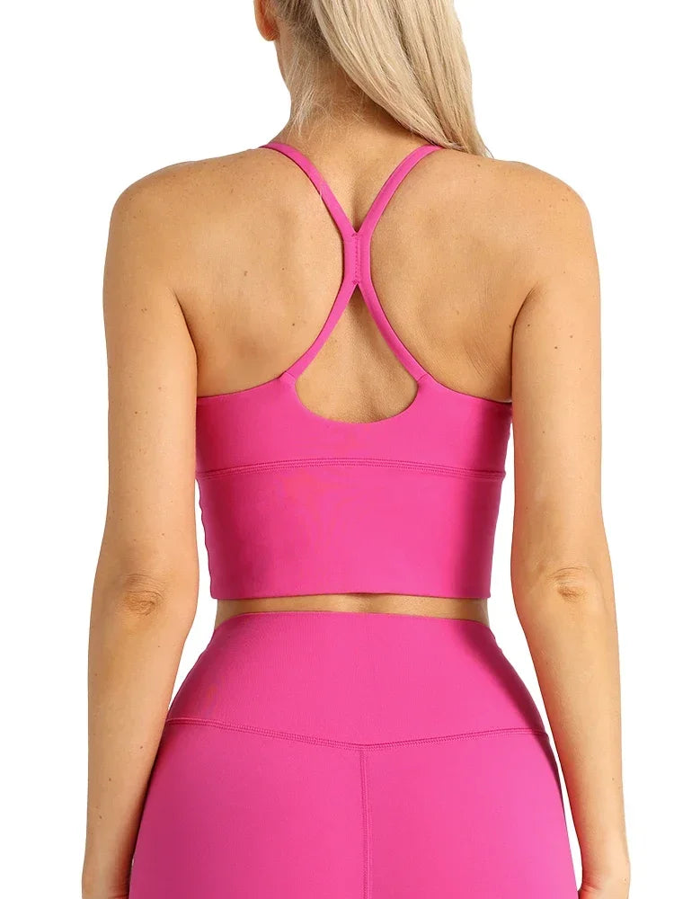 Solid Colour Cross Back Y Shape Sports Bra