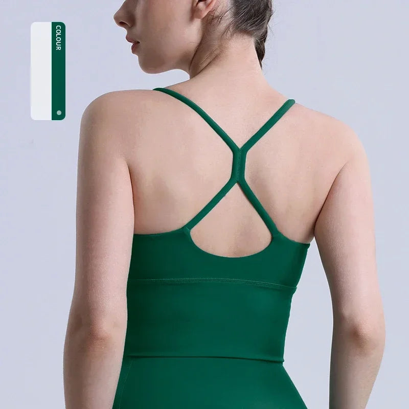 Solid Colour Cross Back Y Shape Sports Bra