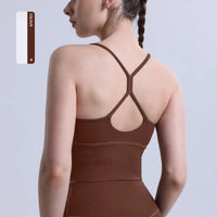 Solid Colour Cross Back Y Shape Sports Bra