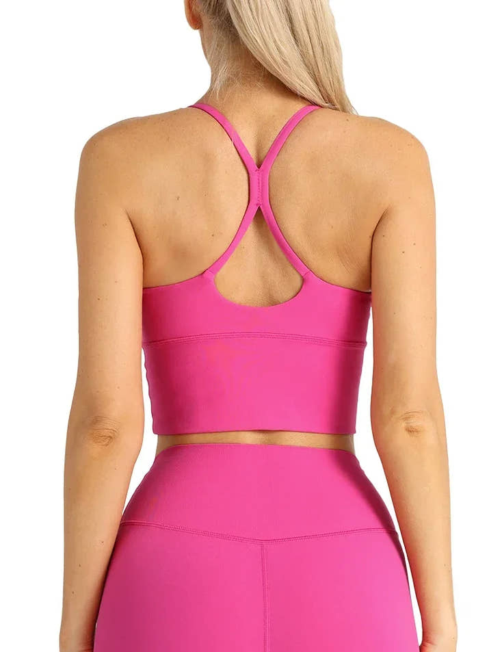 Solid Colour Cross Back Y Shape Sports Bra