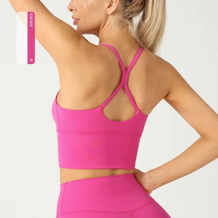 Solid Colour Cross Back Y Shape Sports Bra