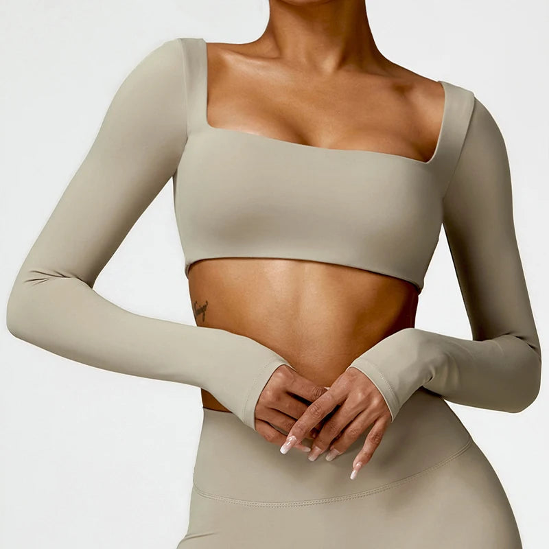 Women's Square Neck Gym Crop Top