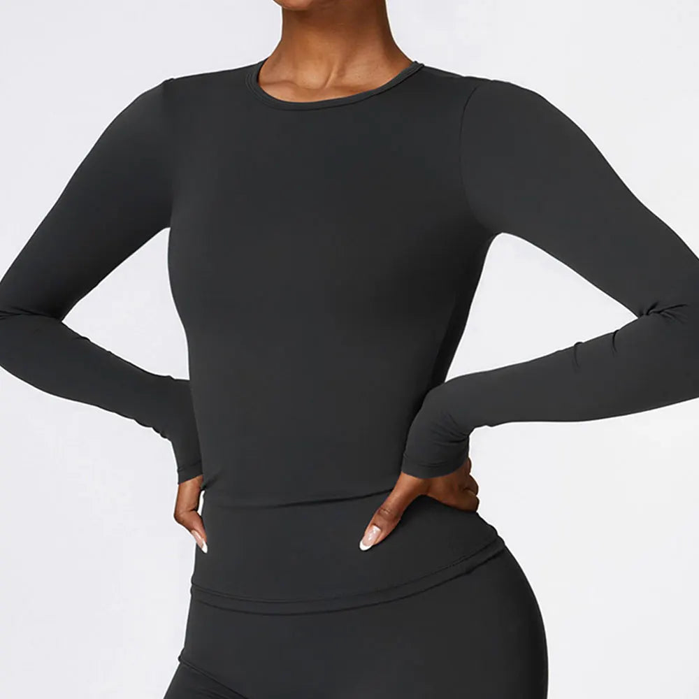 Women's Solid Sports Top Long Sleeve