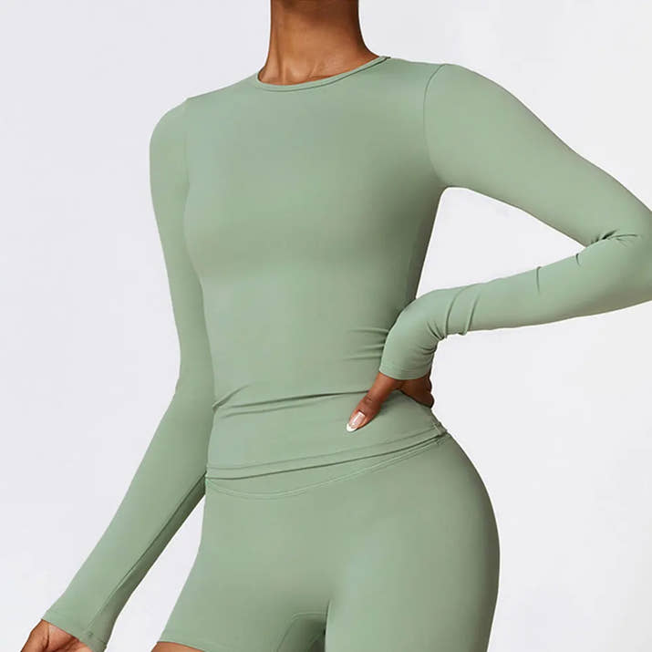Women's Solid Sports Top Long Sleeve