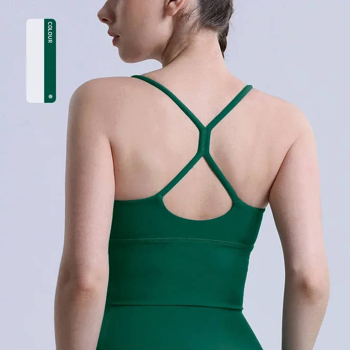 Solid Colour Cross Back Y Shape Sports Bra