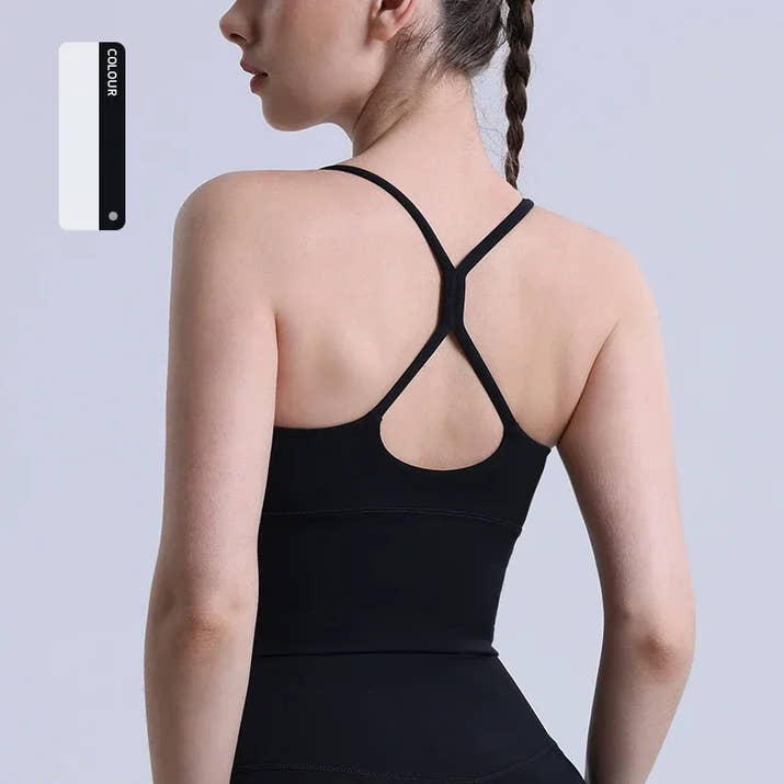 Solid Colour Cross Back Y Shape Sports Bra
