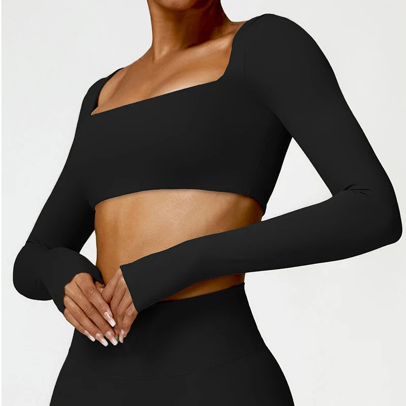 Women's Square Neck Gym Crop Top