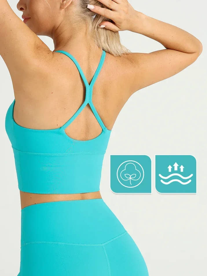 Solid Colour Cross Back Y Shape Sports Bra